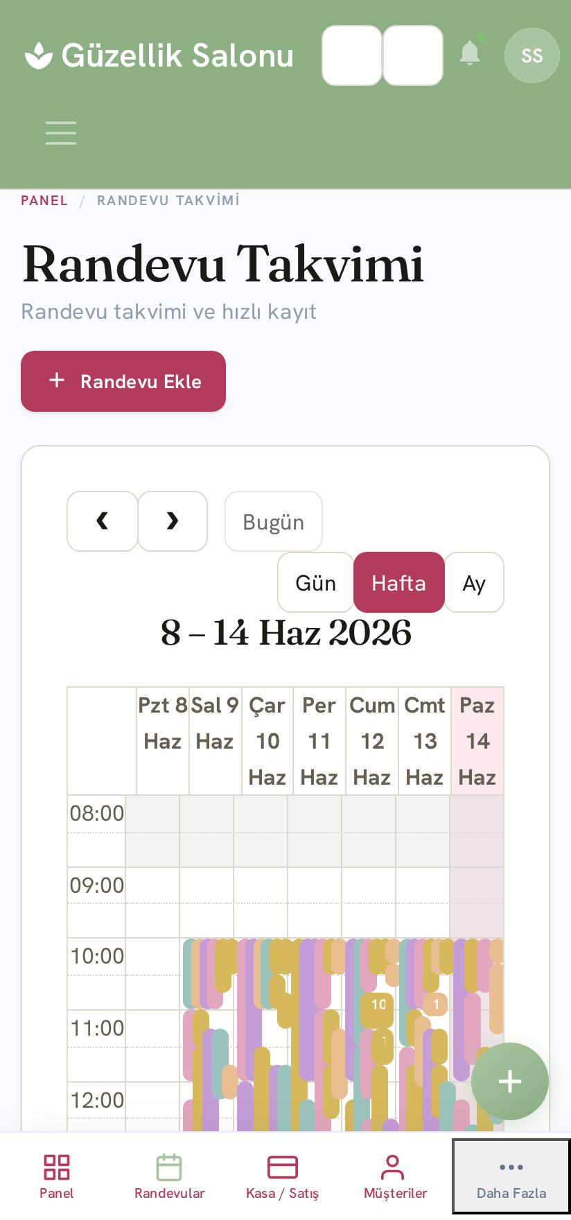Salonia uygulama randevu ekranı