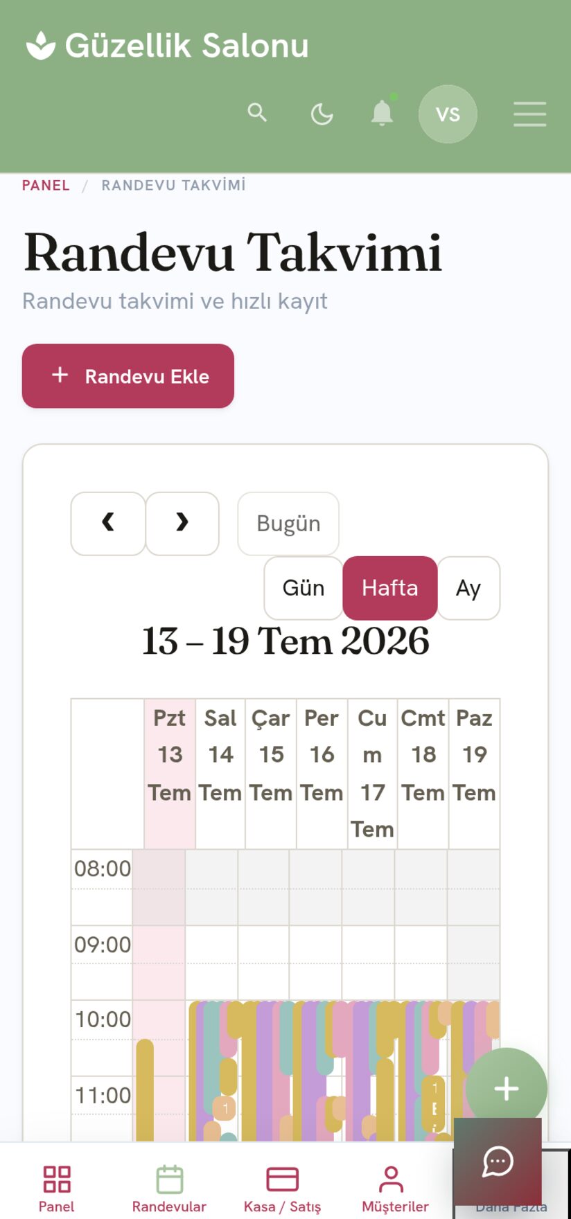 Salonia uygulama randevu ekranı